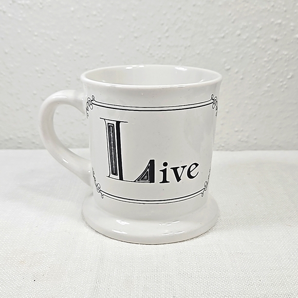Home Essentials Live white with black border and text coffee mug - Picture 1 of 6